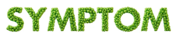 Symptom word made from green bacteria cell molecule font. Health and wellbeing. 3D Rendering.