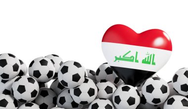 Amerikan futbolu geçmişi olan Irak bayrağı. Futbol afişi. 3B Hazırlama.