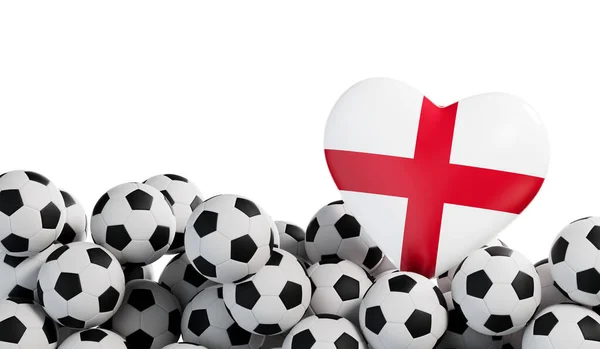 England Flagge Herz Mit Einem Fußball Hintergrund Fußballbanner Rendering — Stockfoto