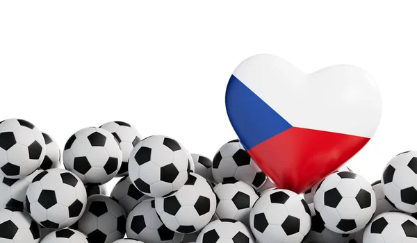 Τσεχική Δημοκρατία Σημαία Καρδιά Φόντο Μπάλα Ποδοσφαίρου Πανό Ποδοσφαίρου Απόδοση — Φωτογραφία Αρχείου
