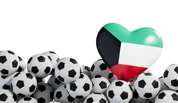Coração Bandeira Kuwait Com Fundo Bola Futebol Bandeira Futebol Renderização — Fotografia de Stock