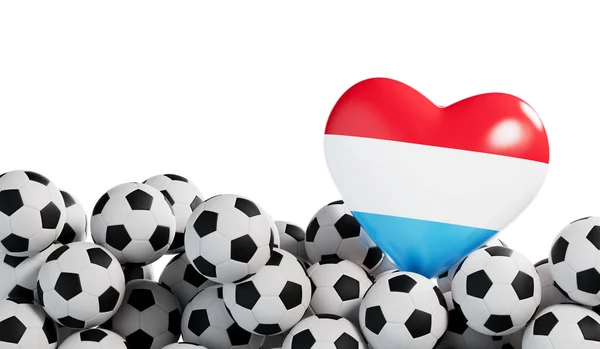 Bandera Luxemburgo Corazón Con Fondo Pelota Fútbol Banner Fútbol Renderizado — Foto de Stock