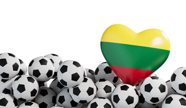 Corazón Bandera Lituania Con Fondo Pelota Fútbol Banner Fútbol Renderizado —  Fotos de Stock
