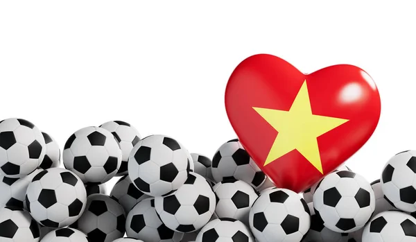 Coração Bandeira Vietnamita Com Fundo Bola Futebol Bandeira Futebol Renderização — Fotografia de Stock
