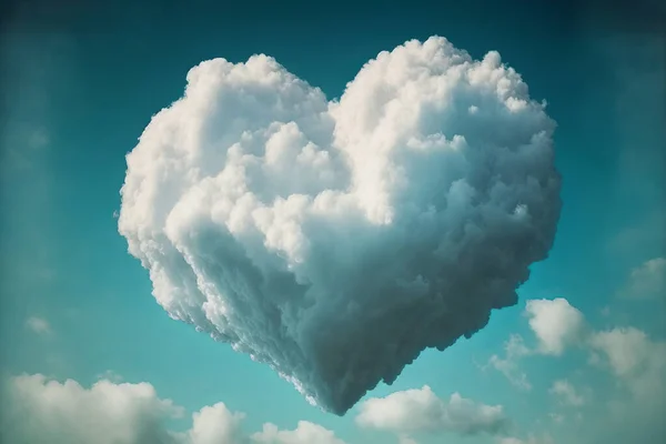 Heart shaped cloud in a summer blue sky.