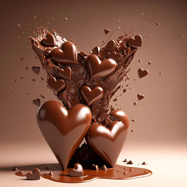 Chocolate heart romantic gift background.