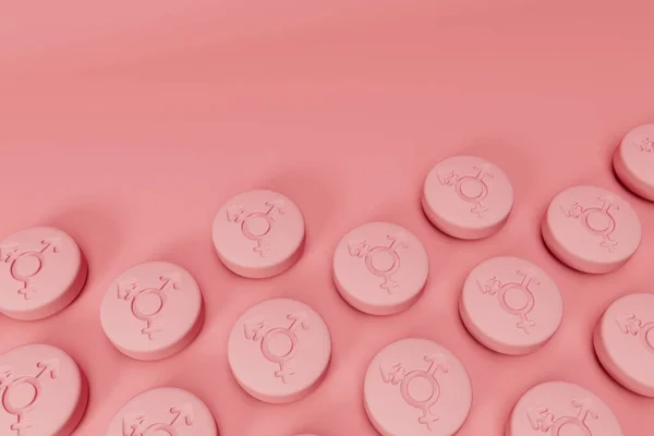 Pilule Hormone Genre Avec Symbole Transgenre Rendu — Photo