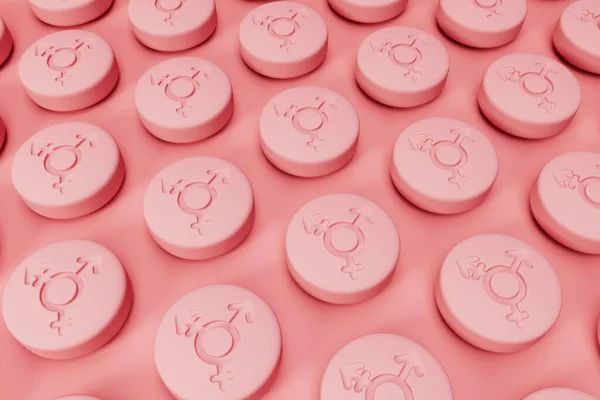 Gender Hormone Pill Transgender Symbol Rendering — Stock Photo, Image