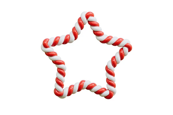 Karácsonyi Cukornád Piros Fehér Csíkos Keret Renderelés — Stock Fotó