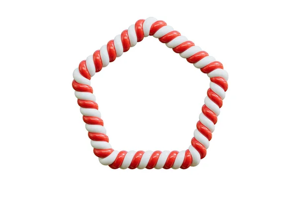 Christmas Candy Cane Red White Striped Frame Rendering — Stock Photo, Image