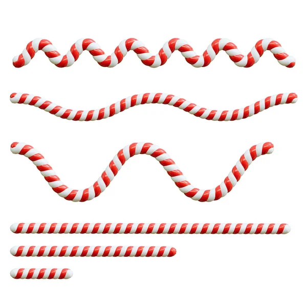 圣诞糖果手杖红白相间的条纹框架 3D渲染 — 图库照片