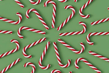 Noel şekeri şekerlemeleri daire şeklinde. 3B Hazırlama.