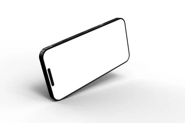 Studioaufnahme Eines Modernen Smartphones Mit Einem Leeren Weißen Bildschirm Isoliert — Stockfoto