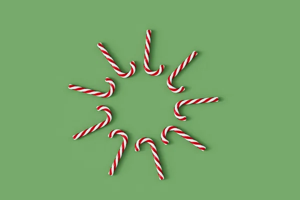 Vánoční Cukrová Třtina Sladkosti Kruhu Vzor Vykreslování — Stock fotografie