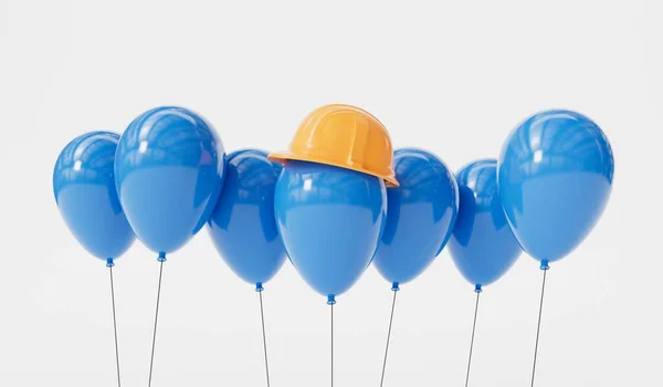 Viering Feest Ballon Met Een Gele Constructie Harde Hoed Arbeidsdag — Stockfoto
