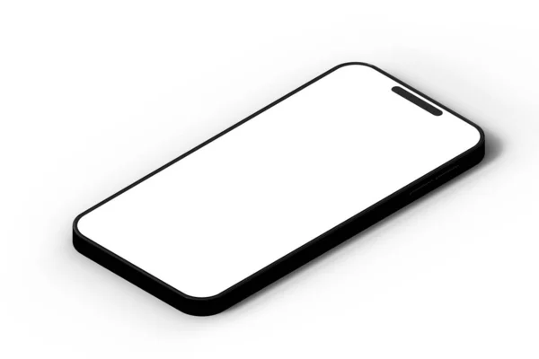 一个带有空白白屏的现代智能手机的演播室照片 与白色背景隔离 3D渲染 — 图库照片