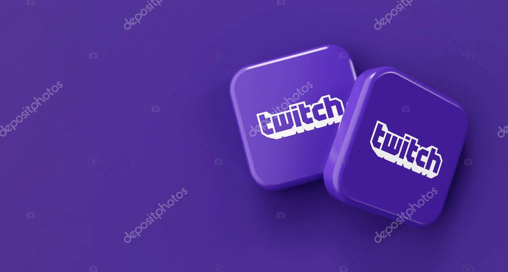 LONDON, UK - July 2023: Twitch gaming live streaming company logo, 3D Rendering.