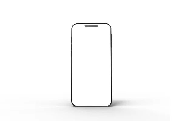一个带有空白白屏的现代智能手机的演播室照片 与白色背景隔离 3D渲染 — 图库照片