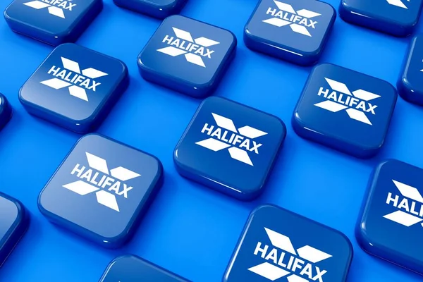 London July 2023 Halifax Bank Blue White Company Logo Rendering — Stock Photo, Image