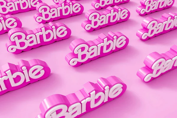 Londra Ngiltere Temmuz 2023 Barbie Bebek Logosu Barbie Mattel Yaptığı — Stok fotoğraf