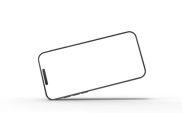 Studyjne Ujęcie Nowoczesnego Smartfona Białym Ekranem Odizolowany Białym Tle Renderowanie — Zdjęcie stockowe