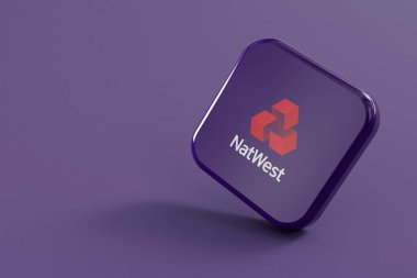 LONDON, İngiltere - Temmuz 2023: Natwest Banka Şirketi logosu. 3B Hazırlama.