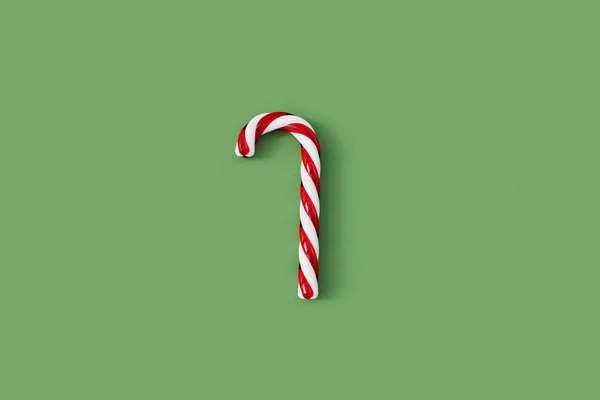 Kerst Suikerriet Rood Wit Feestelijk Zoet Een Groene Achtergrond Weergave — Stockfoto