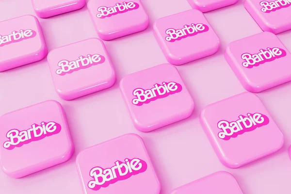 Londra Ngiltere Temmuz 2023 Barbie Bebek Logosu Barbie Mattel Yaptığı — Stok fotoğraf