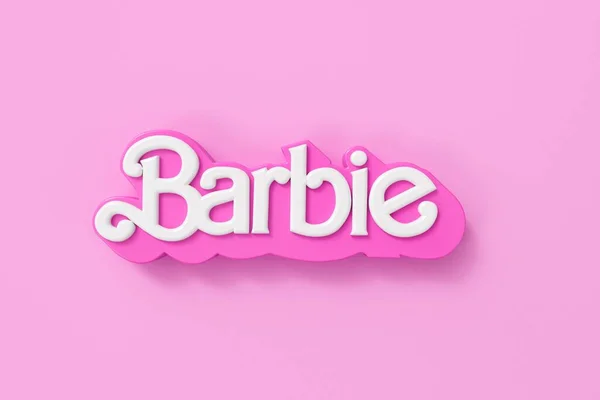 Londres Reino Unido Julio 2023 Muñeca Barbie Logo Barbie Una —  Fotos de Stock