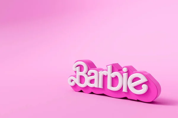 London Lipiec 2023 Logo Lalki Barbie Barbie Lalka Moda Wykonana — Zdjęcie stockowe