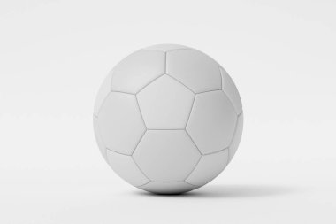 Beyaz deri bir futbol topu. 3B Hazırlama.