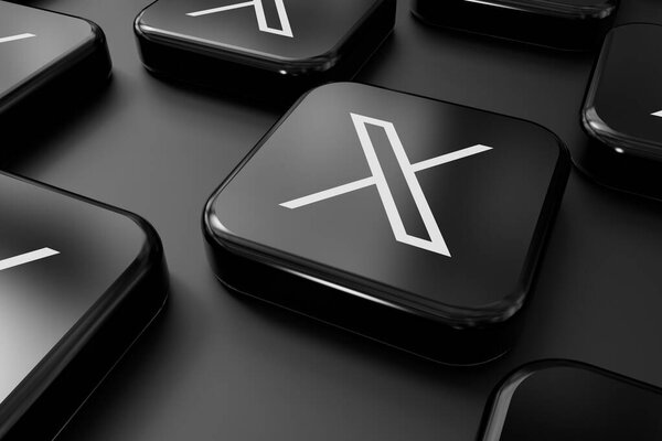 LONDON, UK - July 2023: The new Twitter Logo and brand is released which will replace the twitter bird. 3D Rendering.