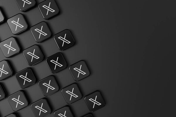 LONDON, UK - July 2023: The new Twitter Logo and brand is released which will replace the twitter bird. 3D Rendering.