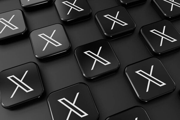 LONDON, UK - July 2023: The new Twitter Logo and brand is released which will replace the twitter bird. 3D Rendering.