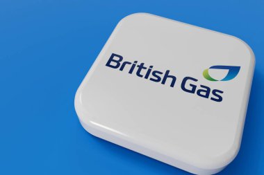LONDON, İngiltere - Temmuz 2023: İngiliz doğalgaz tedarikçisi şirket logosu. 3B Hazırlama.