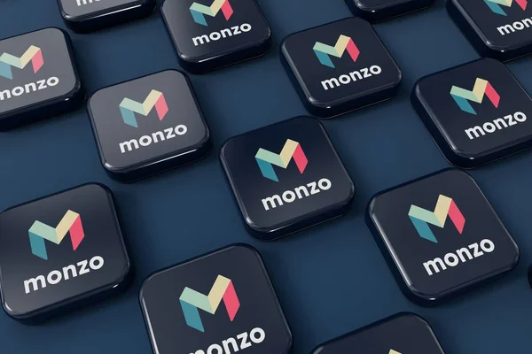 Лондон Великобритания Июль 2023 Логотип Компании Monzo Bank Рендеринг — стоковое фото