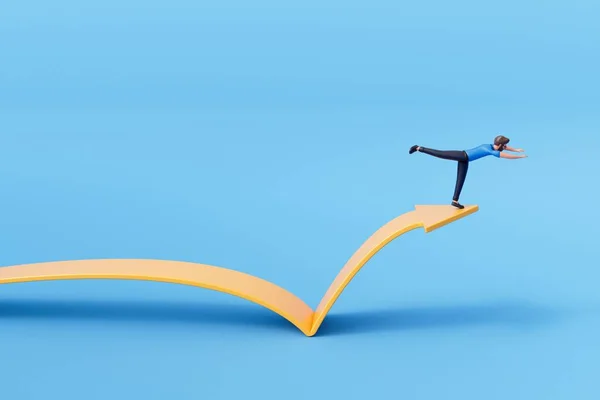 Homem Negócios Saltar Mergulhar Uma Flecha Oportunidade Renderização — Fotografia de Stock
