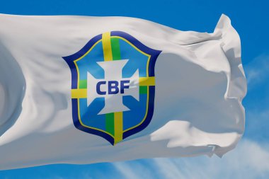 LONDON, İngiltere - Temmuz 2023: Brezilya Milli Futbol Takımı logo rozeti. 3B Hazırlama.