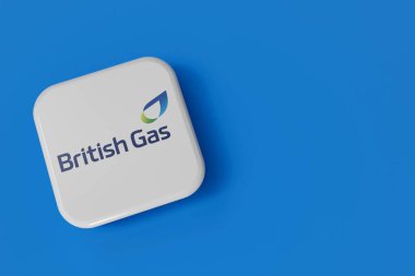 LONDON, İngiltere - Temmuz 2023: İngiliz doğalgaz tedarikçisi şirket logosu. 3B Hazırlama.