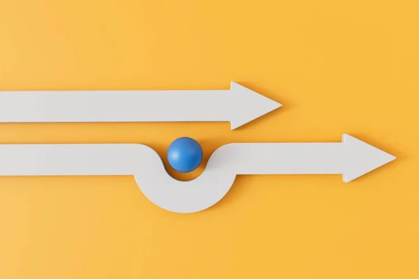 White Business Direction Arrow Moves Obstacle Its Path Rendering — Stock Photo, Image
