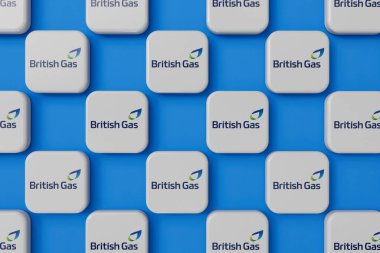 LONDON, İngiltere - Temmuz 2023: İngiliz doğalgaz tedarikçisi şirket logosu. 3B Hazırlama.