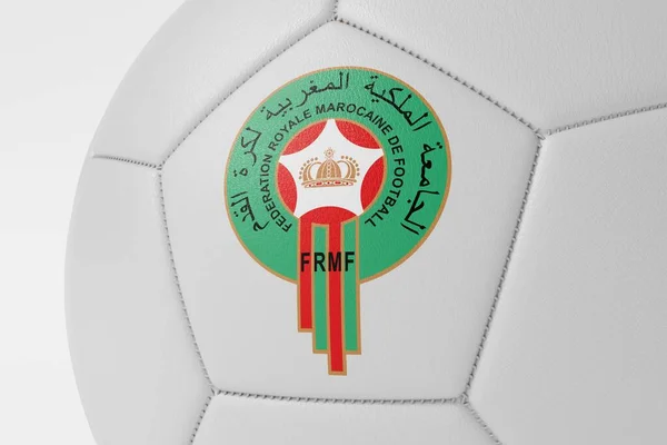 London Großbritannien Juli 2023 Nahaufnahme Des Logos Der Marokkanischen Fußballnationalmannschaft — Stockfoto