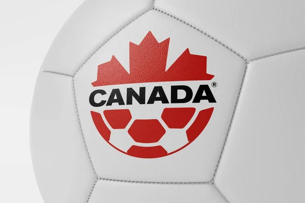 London Großbritannien Juli 2023 Großaufnahme Des Logos Der Kanadischen Fußballnationalmannschaft — Stockfoto