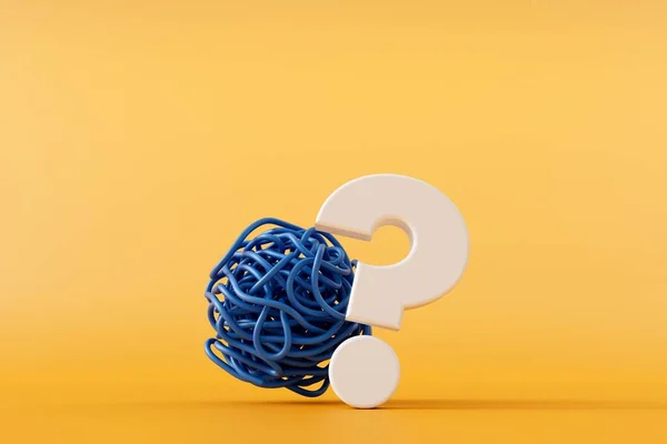 Tangled Knot String Question Mark Mental Health Solution Concept Rendering — Stock Photo, Image