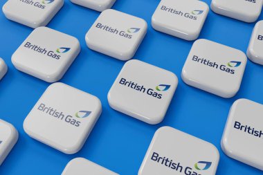 LONDON, İngiltere - Temmuz 2023: İngiliz doğalgaz tedarikçisi şirket logosu. 3B Hazırlama.