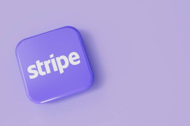 LONDON, İngiltere - Eylül 2023: Stripe online finans hizmeti sağlayıcısı şirket logosu. 3B Hazırlama.