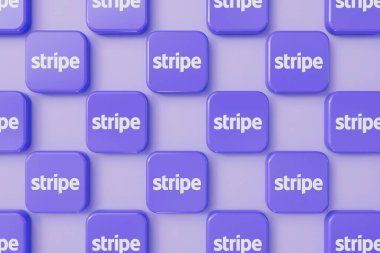 LONDON, İngiltere - Eylül 2023: Stripe online finans hizmeti sağlayıcısı şirket logosu. 3B Hazırlama.