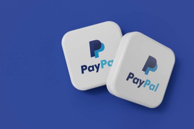 LONDON, İngiltere - Ekim 2023: Paypal çevrimiçi ödeme hizmeti sağlayıcısı şirket logosu. 3B Hazırlama.