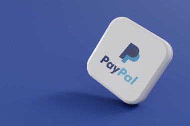 LONDON, İngiltere - Ekim 2023: Paypal çevrimiçi ödeme hizmeti sağlayıcısı şirket logosu. 3B Hazırlama.