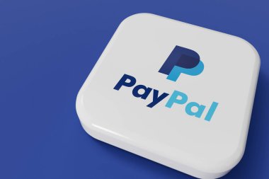 LONDON, İngiltere - Ekim 2023: Paypal çevrimiçi ödeme hizmeti sağlayıcısı şirket logosu. 3B Hazırlama.